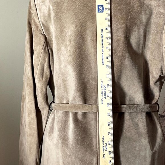 Classic Timeless Taupe / Tan Textured Suede Leather Suit 2 pc Suit plus belt - Picture 5 of 15